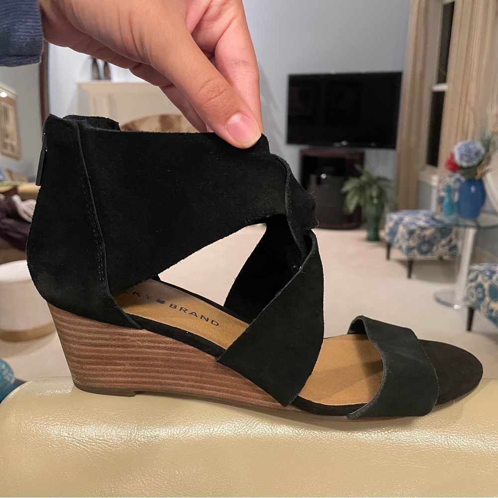Black Open Toe Wedges
